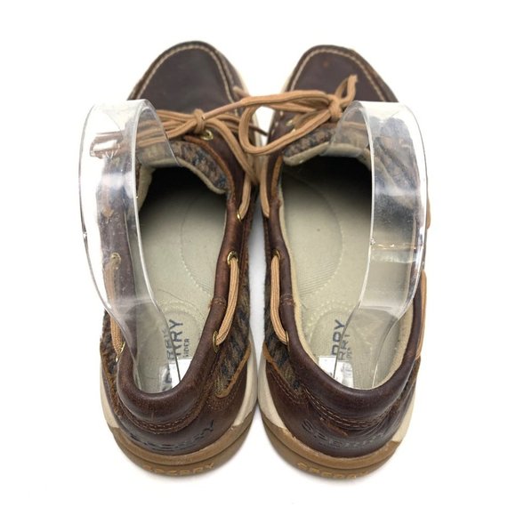 SPERRY TOP SIDER Genuine Leather Brown Houndstooth Loafers Boat Shoes Flats sz 8 - Picture 11 of 16